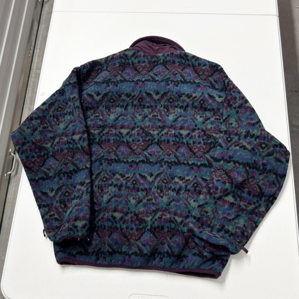 Columbia Fleece Jacket womans M Purple Excellent Vintage Geometric Full Zip 90s - Picture 3 of 4